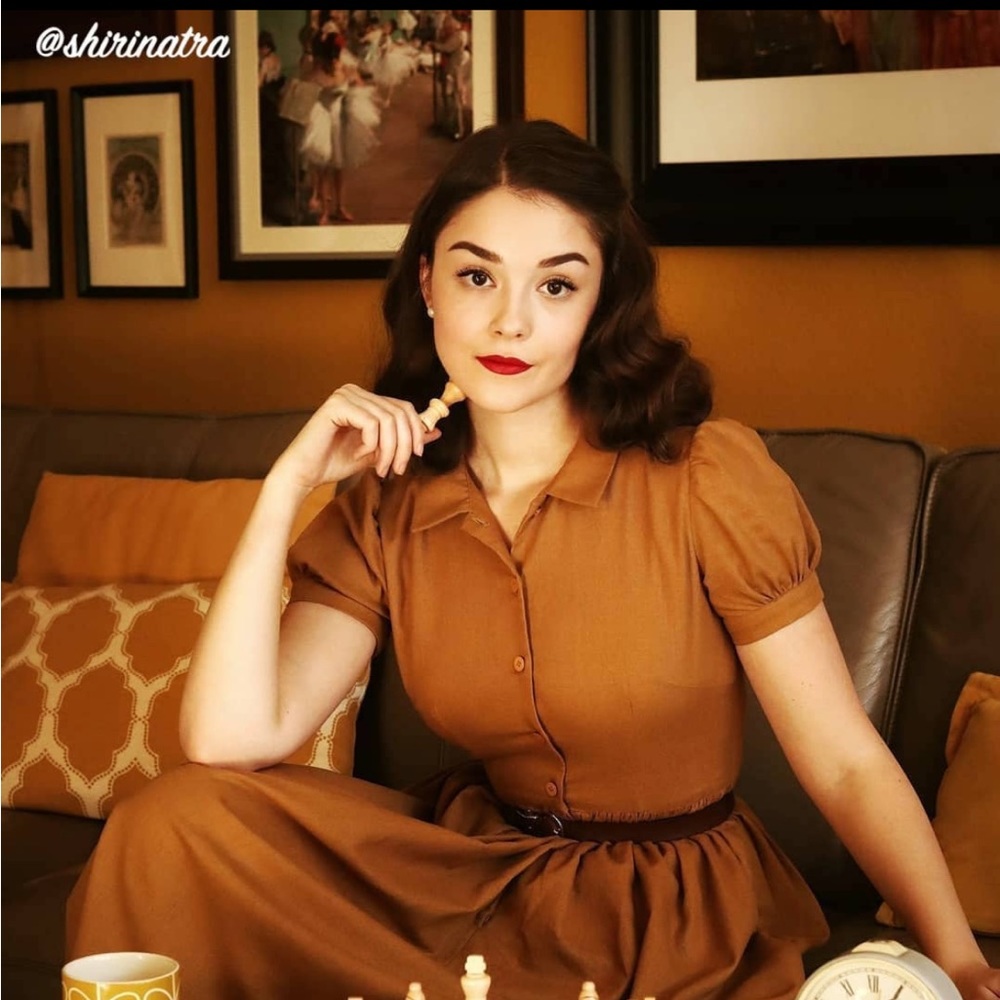 Hearts & Found Judy Dress in Caramel Linen